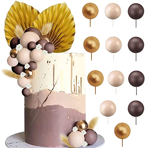 MEZHEN Tortendeko Kugeln Kuchen Deko Hochzeit Torte Deko Geburtstag Cake Topper Boho Palmblätter Kuchendeko Blumen Kuchendekoration Kugel Kuchen Topper von MEZHEN