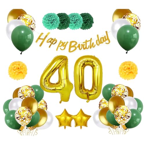 MFCGHXR Deko 40 Geburtstag Frau Mann 73 Stück Geburtstagsdeko Luftballons, Luftballons grün, 40 Geburtstagsdeko Luftballons, Luftballons, Geburtstagsdeko für die passende Wiederverwendbare MFCGHXR Deko 40 Geburtstag Frau Mann 73 Stück Geburtstagsdeko Luftballons, Luftballons grün, 40 Geburtstagsdeko Luftballons, Luftballons, Geburtstagsdeko für die passende Wiederverwendbare von MFCGHXR