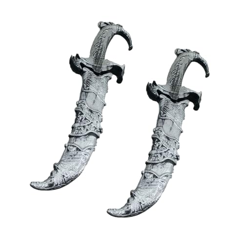 MFUOE 2 Stück Piraten Kunststoff Dolch Piraten Schwert Cosplay Messer mit Scheide Spielzeug Pretend Cosplay Prop Fancy Dress Zubehör für Halloween Supplies (Silber) von MFUOE