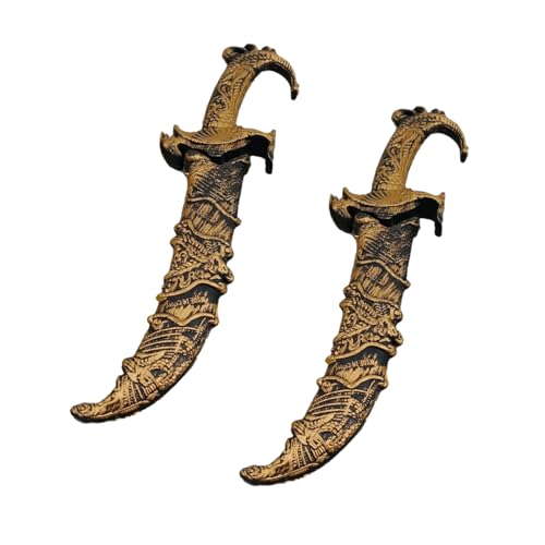MFUOE 2 Stück Piraten Kunststoff Dolch Piraten Schwert Cosplay Messer mit Scheide Spielzeug Pretend Cosplay Prop Verkleidung Zubehör für Halloween Supplies (Bronze) von MFUOE