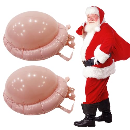 MFUOE 2 Stück aufblasbarer Bauch Fake Schwangerschaft Bierbauch aufblasbarer großer Bauch mit angenähtem Gurt Halloween Weihnachten Kostüm Zubehör Bühnenrequisiten für Erwachsene von MFUOE