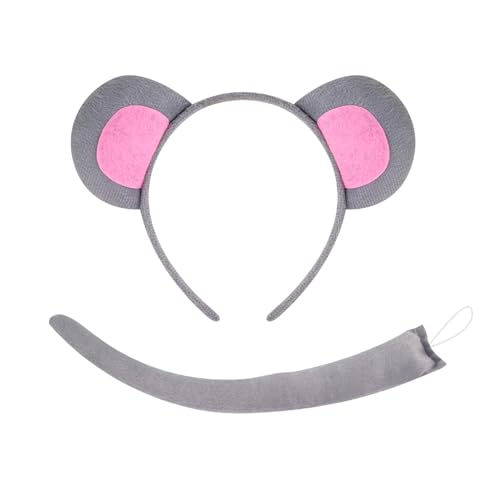 MFUOE 2-teiliges Maus-Kostüm-Set, Maus-Ohren, Stirnband und Schwanz, niedliches Tier-Kostüm, Party-Dekoration, Zubehör für Frauen, Halloween-Themenparty-Requisiten MFUOE 2-teiliges Maus-Kostüm-Set, Maus-Ohren, Stirnband und Schwanz, niedliches Tier-Kostüm, Party-Dekoration, Zubehör für Frauen, Halloween-Themenparty-Requisiten von MFUOE