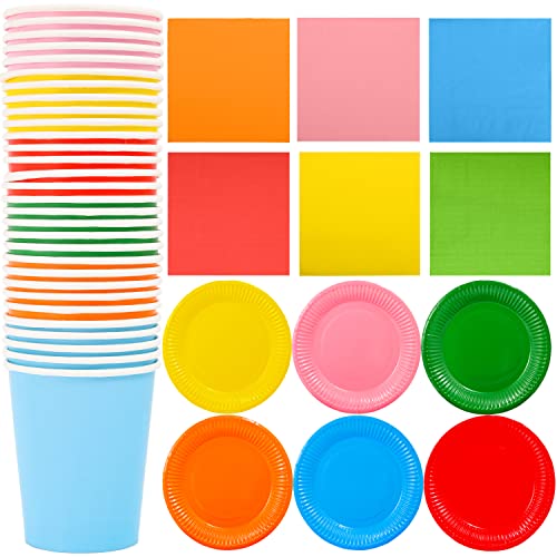 MFUOE 96 Stück Regenbogen-Partyzubehör, Regenbogen-Partygeschirr, Pappteller, Becher und Cocktail-Mittagessen, Getränke-Servietten für Hochzeit, Geburtstag, Babyparty, Verlobung MFUOE 96 Stück Regenbogen-Partyzubehör, Regenbogen-Partygeschirr, Pappteller, Becher und Cocktail-Mittagessen, Getränke-Servietten für Hochzeit, Geburtstag, Babyparty, Verlobung von MFUOE