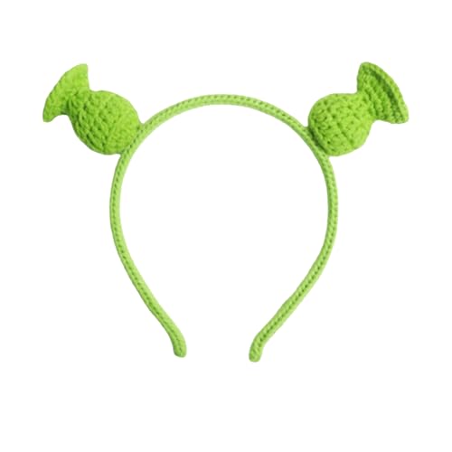MFUOE Grünes Stirnband gestrickt Cosplay Erwachsene Verkleiden Ohren Lustiges Stirnband Halloween Kostüm Mottoparty Cosplay Requisite für Damen Herren von MFUOE