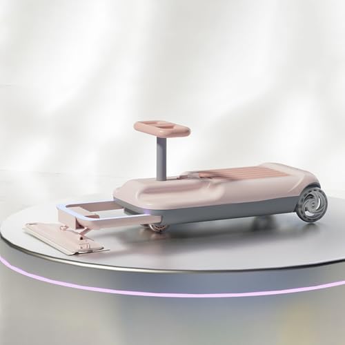 Kinder Gehen Kart, Fahren Mit Mop-bodenreiniger Go Carts Mit Verlaufslicht, Driftkartauto Mit Lagerung, 5-Gang-einstellbar, Abnehmbarer Mopp(Color:rosa) von MFYDPP