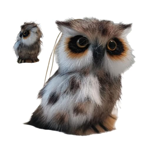 MFYOUPK Eulen Kuscheltier - Weiches Plüschtier - Hängbare realistische Eulenfigur mit Öse und lebendigem Augen-Design als Anhänger für Halloween Party Dekoration zum Aufhängen an Taschen Rucksäcken von MFYOUPK