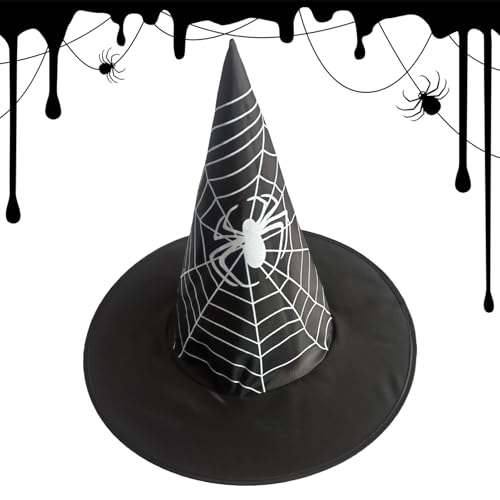 MFYOUPK Hexenhüte, Hexenhut Mit Spinnen & Spinnennetz Design, Halloween Kostümzubehör Für Erwachsene Kinder Gruselhaus Dekoration Klassenzimmer Wohnheim von MFYOUPK