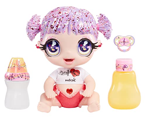 Glitter Babyz MGA Melody HIGHNOTE - Babypuppe mit 3 magischen Farbwechseln durch eiskaltes Wasser, Lavendel-Glitzer-Haar, Musik-Outfit, Windel, Flasche und Schnuller - Für Kinder ab 3 Jahren Glitter Babyz MGA Melody HIGHNOTE - Babypuppe mit 3 magischen Farbwechseln durch eiskaltes Wasser, Lavendel-Glitzer-Haar, Musik-Outfit, Windel, Flasche und Schnuller - Für Kinder ab 3 Jahren von MGA Entertainment