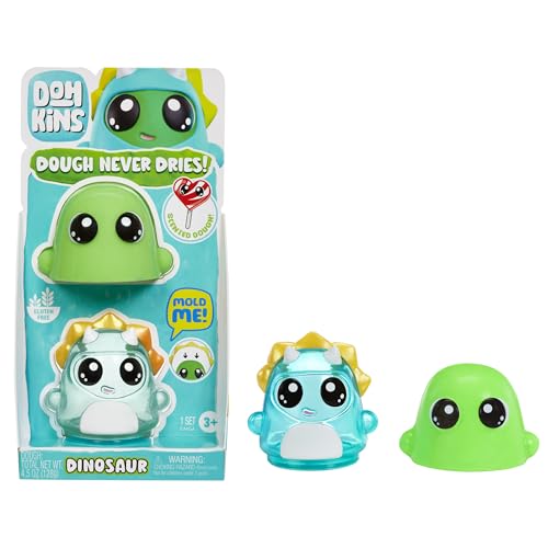 MGA Entertainment DohKins Dino Single Pack Character - Enthält 1 DohKins Figur, 6 Figuren zum Sammeln, Knete Trocknet Niemals Aus, Glutenfrei, Geeignet für Sammler & Kinder im Alter von 2-5 Jahren von MGA Entertainment