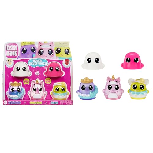 MGA Entertainment DohKins Fantasy Pack Characters (Mermaid, Unicorn, Fairy) – Knete Trocknet Niemals Aus, Glutenfrei, Geeignet für Sammler & Kinder ab 3 Jahren von MGA Entertainment
