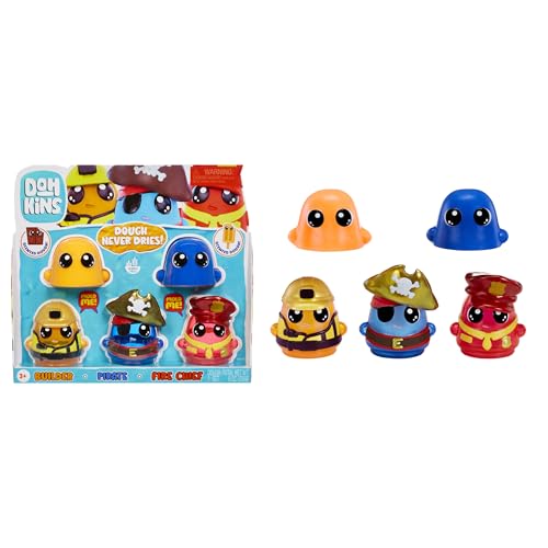 MGA Entertainment DohKins Hero Pack Characters (Builder, Pirate, Fire Chief) – Knete Trocknet Niemals Aus, Glutenfrei, Geeignet für Sammler & Kinder ab 3 Jahren von MGA Entertainment