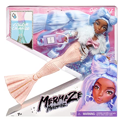 MGA Entertainment Mermaidz SHELLNELLE Meerjungfrauen Puppe mit Farbwechsel & Blauen Haaren Inklusive Outfit & Zubehör Voll beweglich Zum Sammeln Für Kinder ab 4 Jahren 580829 von MERMAZE MERMAIDZ