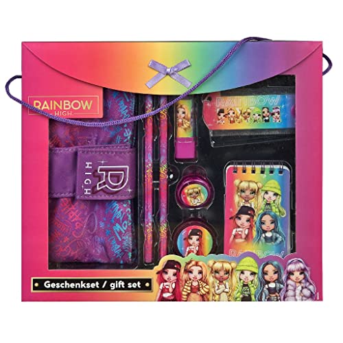 MGA Entertainment Schreibwaren-Set – Rainbow High 8-teilig – Schule – Kindergarten – Grundschule – Geschenkidee – Mädchen – Bleistifte – Schulbedarf von MGA Entertainment