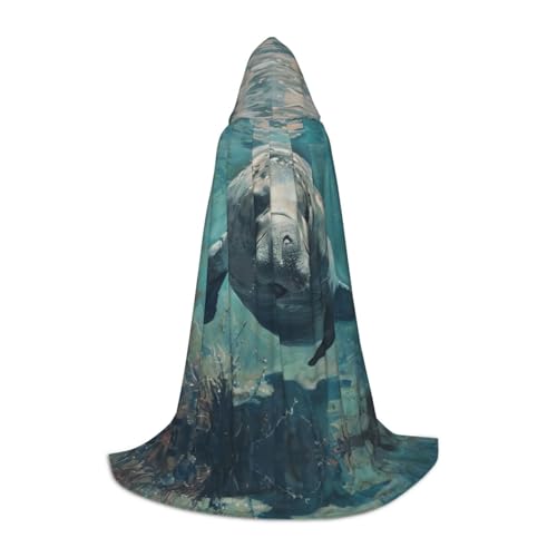 Crazy Save Manatee Print Kapuzenumhang für Teenager für Halloween, Cosplay und Mottopartys von MGGAklp
