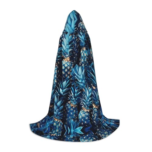 MGGAklp Blauer Ananas-Druck Kapuzenumhang für Teenager für Halloween, Cosplay und Mottopartys von MGGAklp