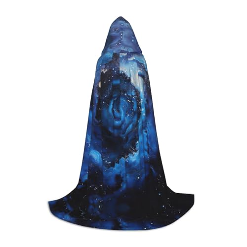 MGGAklp Blauer Galaxie-Druck Kapuzenumhang für Teenager für Halloween, Cosplay und Mottopartys von MGGAklp