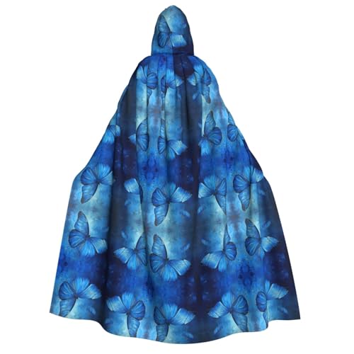 MGGAklp Blauer Schmetterlings-Aufdruck, Kapuzenumhang mit Halloween-Umhang, Kostüm, Partyzubehör MGGAklp Blauer Schmetterlings-Aufdruck, Kapuzenumhang mit Halloween-Umhang, Kostüm, Partyzubehör von MGGAklp