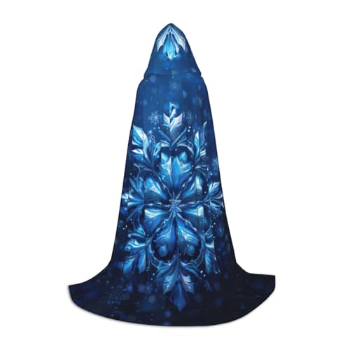 MGGAklp Blauer Weihnachts-Schneeflocken-Druck Kapuzenumhang für Teenager für Halloween, Cosplay und Motto-Partys von MGGAklp