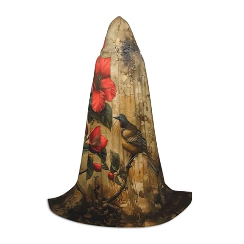 MGGAklp Blume und Vogel Kunstdruck Kapuzenumhang für Teenager für Halloween, Cosplay und Mottopartys von MGGAklp