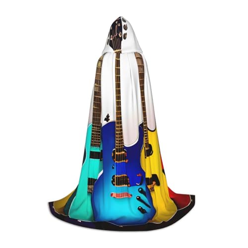 MGGAklp Bunter Gitarren-Aufdruck, Kapuzenumhang für Jugendliche für Halloween, Cosplay und Motto-Partys von MGGAklp
