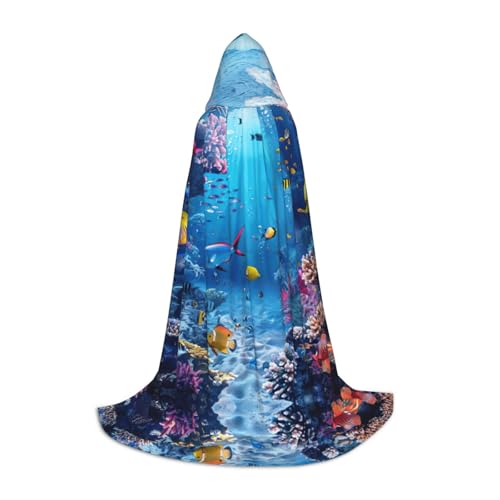 MGGAklp Bunter Kapuzenumhang mit Ozean-Motiv für Jugendliche für Halloween, Cosplay und Mottopartys von MGGAklp