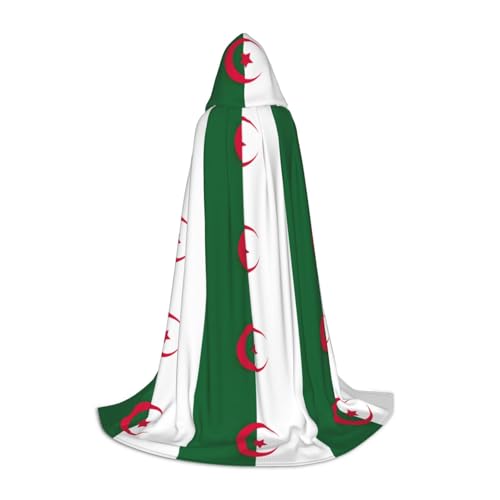 MGGAklp Flagge Algeriens Druck Kapuzenumhang für Teenager für Halloween, Cosplay und Mottopartys von MGGAklp