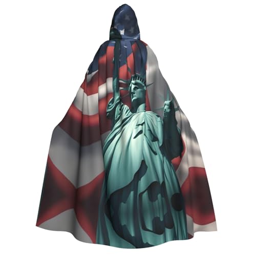 MGGAklp Freiheitsstatue-Flaggen-Druck, Erwachsenen-Umhang mit Kapuze, Halloween-Umhang, Kostüm, Partyzubehör MGGAklp Freiheitsstatue-Flaggen-Druck, Erwachsenen-Umhang mit Kapuze, Halloween-Umhang, Kostüm, Partyzubehör von MGGAklp