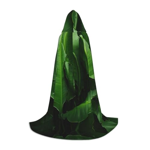 MGGAklp Fresh Banana Leaves Print Hooded Cape For Teens For Halloween, Cosplay And Motto Parties von MGGAklp