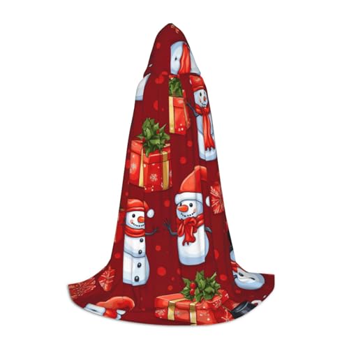 MGGAklp Frohe Weihnachten süßer Schneemann Druck Kapuzenumhang für Teenager für Halloween, Cosplay und Mottopartys von MGGAklp