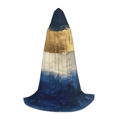 MGGAklp Gold Blau Weiß Druck Kapuzenumhang für Teenager für Halloween, Cosplay und Mottopartys von MGGAklp