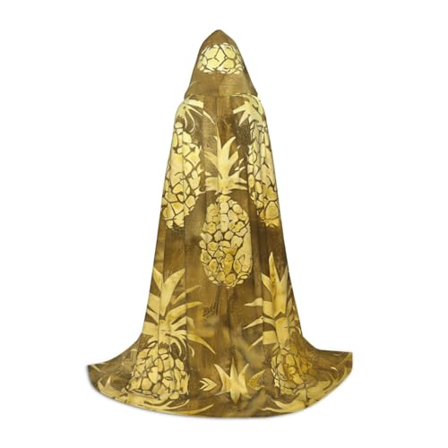 MGGAklp Goldener Ananas-Hintergrund Druck Kapuzenumhang für Teenager für Halloween, Cosplay und Mottopartys MGGAklp Goldener Ananas-Hintergrund Druck Kapuzenumhang für Teenager für Halloween, Cosplay und Mottopartys von MGGAklp