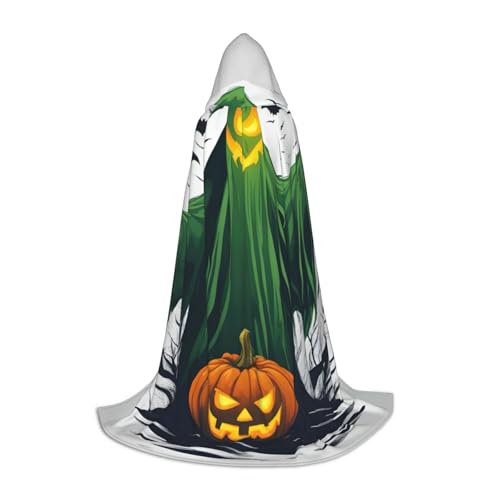 MGGAklp Grüner Geist Horror Halloween Kürbis Druck Kapuzenumhang für Teenager für Halloween, Cosplay und Mottopartys von MGGAklp