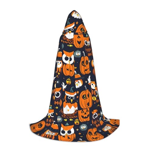 MGGAklp Halloween Eule Geist Kürbis Druck Kapuzenumhang für Teenager für Halloween, Cosplay und Mottopartys MGGAklp Halloween Eule Geist Kürbis Druck Kapuzenumhang für Teenager für Halloween, Cosplay und Mottopartys von MGGAklp