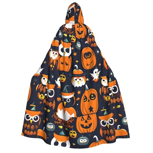 MGGAklp Halloween-Umhang mit Eule, Geist, Kürbis, Aufdruck, Erwachsene, Kapuzenumhang mit Halloween-Umhang, Kostüm, Partyzubehör MGGAklp Halloween-Umhang mit Eule, Geist, Kürbis, Aufdruck, Erwachsene, Kapuzenumhang mit Halloween-Umhang, Kostüm, Partyzubehör von MGGAklp