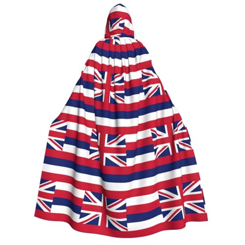 MGGAklp Hawaii-Flaggen-Aufdruck, Erwachsenen-Umhang mit Kapuze, Halloween-Umhang, Kostüm, Partyzubehör MGGAklp Hawaii-Flaggen-Aufdruck, Erwachsenen-Umhang mit Kapuze, Halloween-Umhang, Kostüm, Partyzubehör von MGGAklp