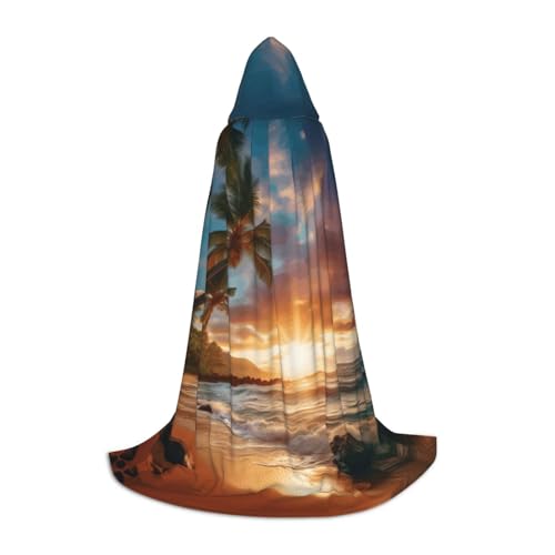 MGGAklp Hawaiianischer Strand mit Palmen Druck Kapuzenumhang für Teenager für Halloween, Cosplay und Mottopartys MGGAklp Hawaiianischer Strand mit Palmen Druck Kapuzenumhang für Teenager für Halloween, Cosplay und Mottopartys von MGGAklp