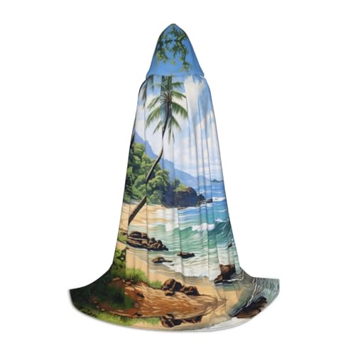 MGGAklp Hawaiianischer Strand mit Palmen Druck Kapuzenumhang für Teenager für Halloween, Cosplay und Mottopartys MGGAklp Hawaiianischer Strand mit Palmen Druck Kapuzenumhang für Teenager für Halloween, Cosplay und Mottopartys von MGGAklp