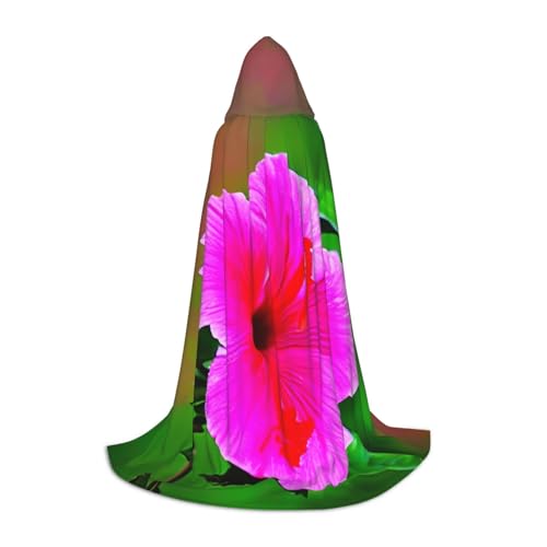 MGGAklp Hibiskus Blumen Muster Druck Kapuzenumhang für Teenager für Halloween, Cosplay und Mottopartys von MGGAklp