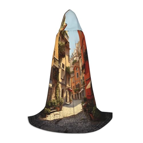 MGGAklp Italienischer Straßendruck Kapuzenumhang für Teenager für Halloween, Cosplay und Mottopartys MGGAklp Italienischer Straßendruck Kapuzenumhang für Teenager für Halloween, Cosplay und Mottopartys von MGGAklp