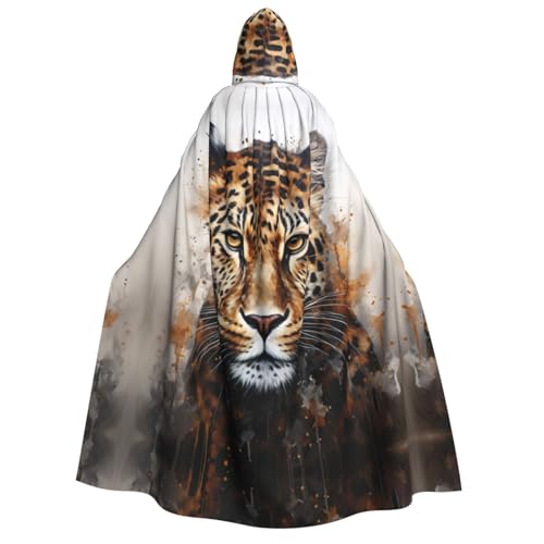 MGGAklp Kapuzenumhang für Erwachsene, Leopardenmuster, mit Halloween-Umhang, Kostüm, Partyzubehör MGGAklp Kapuzenumhang für Erwachsene, Leopardenmuster, mit Halloween-Umhang, Kostüm, Partyzubehör von MGGAklp