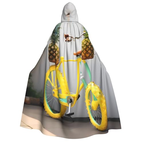 MGGAklp Kapuzenumhang mit Ananas-Fahrradaufdruck, für Erwachsene, Halloween-Umhang, Kostüm, Partyzubehör von MGGAklp