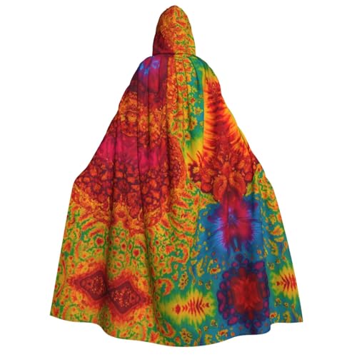 MGGAklp Kapuzenumhang mit Batikfärbung, Hippie-Druck, für Erwachsene, mit Halloween-Umhang, Kostüm, Partyzubehör MGGAklp Kapuzenumhang mit Batikfärbung, Hippie-Druck, für Erwachsene, mit Halloween-Umhang, Kostüm, Partyzubehör von MGGAklp