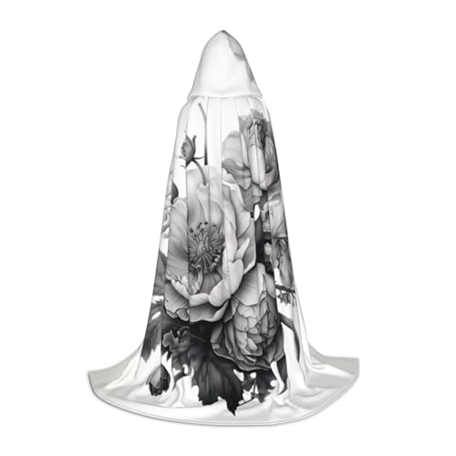 MGGAklp Kapuzenumhang mit Blumenmuster, Graphitdruck, für Teenager, Halloween, Cosplay und Motto-Partys von MGGAklp