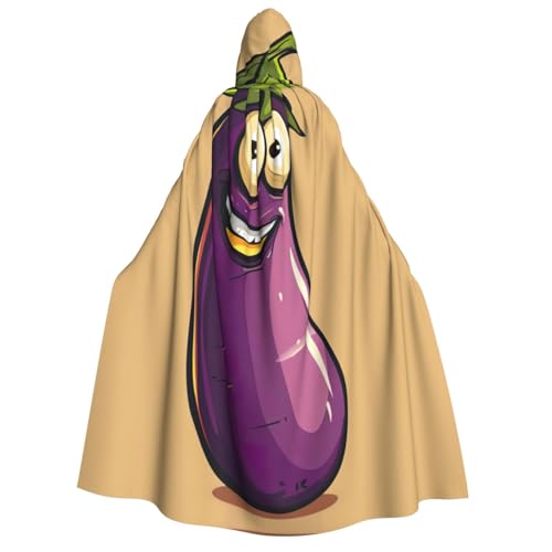 MGGAklp Kapuzenumhang mit Cartoon-Auberginen-Druck, für Erwachsene, Halloween-Umhang, Kostüm, Partyzubehör MGGAklp Kapuzenumhang mit Cartoon-Auberginen-Druck, für Erwachsene, Halloween-Umhang, Kostüm, Partyzubehör von MGGAklp