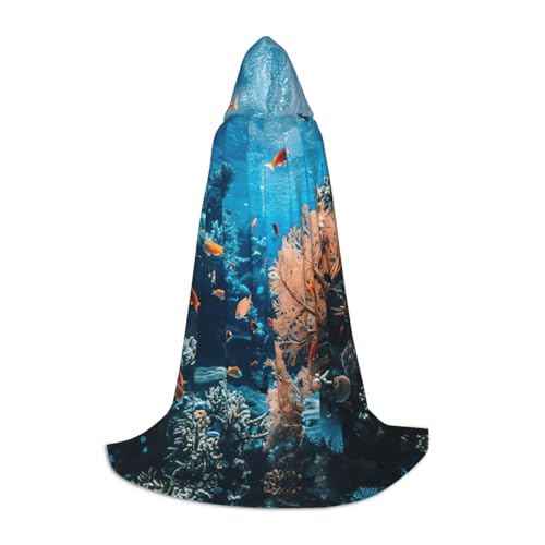 MGGAklp Kapuzenumhang mit Korallenriff-Druck, für Teenager, Halloween, Cosplay und Mottopartys von MGGAklp