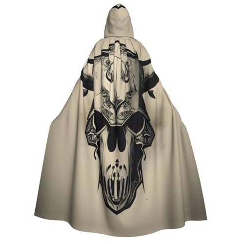 MGGAklp Kapuzenumhang mit Läufer-Bull-Totenkopf-Aufdruck, für Erwachsene, Halloween-Umhang, Kostüm, Partyzubehör MGGAklp Kapuzenumhang mit Läufer-Bull-Totenkopf-Aufdruck, für Erwachsene, Halloween-Umhang, Kostüm, Partyzubehör von MGGAklp