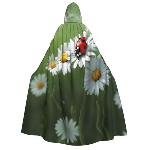 MGGAklp Kapuzenumhang mit Marienkäfer auf Gänseblümchen-Motiv, Erwachsenen-Kapuzenumhang mit Halloween-Umhang, Kostüm, Partyzubehör MGGAklp Kapuzenumhang mit Marienkäfer auf Gänseblümchen-Motiv, Erwachsenen-Kapuzenumhang mit Halloween-Umhang, Kostüm, Partyzubehör von MGGAklp