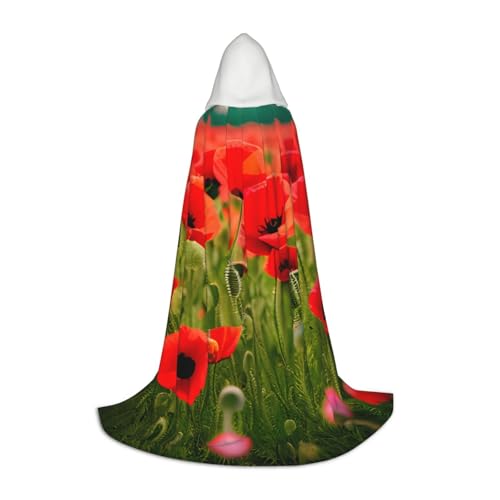 MGGAklp Kapuzenumhang mit Mohnblumen, lebendiger Blütenblätter, für Teenager, Halloween, Cosplay und Motto-Partys von MGGAklp