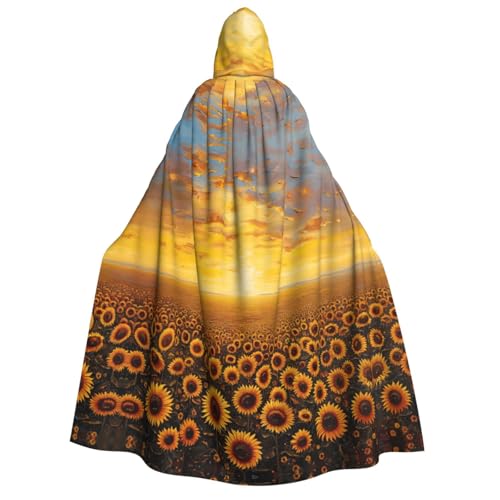 MGGAklp Kapuzenumhang mit Sonnenblumenfeld, Sonnenuntergang, Blumenmeer, für Erwachsene, mit Halloween-Umhang, Kostüm, Partyzubehör MGGAklp Kapuzenumhang mit Sonnenblumenfeld, Sonnenuntergang, Blumenmeer, für Erwachsene, mit Halloween-Umhang, Kostüm, Partyzubehör von MGGAklp