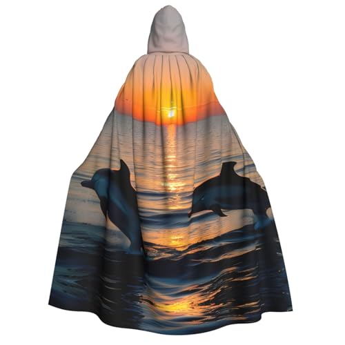 MGGAklp Kapuzenumhang mit Sonnenuntergang und Delfinen, für Erwachsene, mit Halloween-Umhang, Kostüm, Partyzubehör MGGAklp Kapuzenumhang mit Sonnenuntergang und Delfinen, für Erwachsene, mit Halloween-Umhang, Kostüm, Partyzubehör von MGGAklp